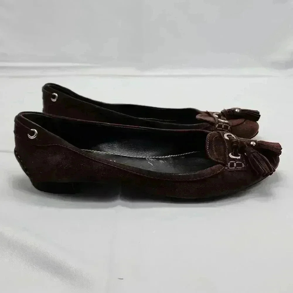 The Original Car Shoe Women's Tasseled Slip On Suede Loafer Flats Brown Size 38
